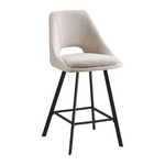 Σκαμπό Μπαρ Initiate Pakoworld Κρεμ Μπουκλέ Ύφασμα-Πόδι Μαύρο Μέταλλο 48x56x98εκ