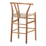 Σκαμπό Μπαρ Wishbone Pakoworld Rubberwood-Σχοινί σε Φυσική Απόχρωση 55x49x108εκκ