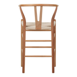 Σκαμπό Μπαρ Wishbone Pakoworld Rubberwood-Σχοινί σε Φυσική Απόχρωση 55x49x108εκκ