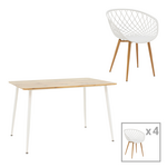 Τραπεζαρία Ezra-Cuba Pakoworld σετ 5τεμ pp-mdf σε Λευκή-Sonoma Απόχρωση120x80x75εκ