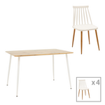 Τραπεζαρία Aurora-Cuba Pakoworld σετ 5τεμ pp-mdf σε Λευκή-Sonoma Απόχρωση120x80x75εκ