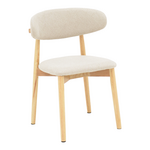 Καρέκλα Ubene Pakoworld Rubberwood και Ύφασμα σε Φυσική και Μπεζ Απόχρωση 46x58x79εκ