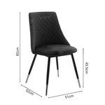 Καρέκλα Giselle Pakoworld Βελούδο Μαύρο-Πόδι Μαύρο Χρυσό