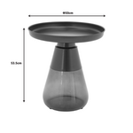 Βοηθητικό Τραπέζι Kunlo Inart Μαύρο Μέταλλο-Μαύρο Γυαλί Φ50x53.5εκ