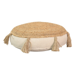 Πουφ Elefon Inart Φυσικό-Εκρού Ύφασμα Φ40x7.5εκ