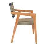 Πολυθρόνα Salama Pakoworld Σκελετός Teak Ξύλο σε Φυσική Απόχρωση και Κρεμ-Μαύρο Σχοινί 57x60x85εκ