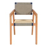 Πολυθρόνα Salama Pakoworld Σκελετός Teak Ξύλο σε Φυσική Απόχρωση και Κρεμ-Μαύρο Σχοινί 57x60x85εκ