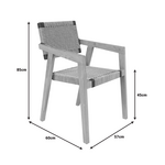 Πολυθρόνα Salama Pakoworld Σκελετός Teak Ξύλο σε Φυσική Απόχρωση και Κρεμ-Μαύρο Σχοινί 57x60x85εκ