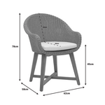 Πολυθρόνα Solso Pakoworld Σκελετός Αλουμινίου με Teak Πόδι σε Φυσική Απόχρωση και Κρεμ Μαξιλάρι 62x58x78εκ