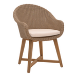 Πολυθρόνα Solso Pakoworld Σκελετός Αλουμινίου με Teak Πόδι σε Φυσική Απόχρωση και Κρεμ Μαξιλάρι 62x58x78εκ