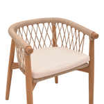 Πολυθρόνα Abby Pakoworld Σκελετός από Teak Ξύλο σε Φυσική Απόχρωση και Κρεμ Μαξιλάρι 60x58x78εκ
