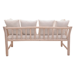 Καναπές Διθέσιος Dranjere Pakoworld Teak Ξύλο σε Φυσική Απόχρωση με Μπεζ Ύφασμα 162x80x71εκ