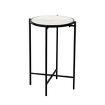 Βοηθητικό Τραπεζάκι Σαλονιού Luxere Inart Μαύρο Μέταλλο-Λευκό Μαρμάρου Φ40x65.5εκ
