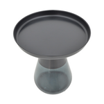 Βοηθητικά Τραπέζια Kunlo Inart σετ 2τεμ Μαύρο Μέταλλο-Μαύρο Γυαλί