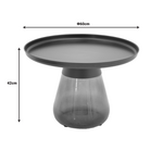 Βοηθητικά Τραπέζια Kunlo Inart σετ 2τεμ Μαύρο Μέταλλο-Μαύρο Γυαλί