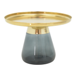 Βοηθητικά Τραπέζια Kunlo Inart σετ 2τεμ Χρυσό Χρώμιο-Μαύρο Γυαλί