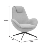 Πολυθρόνα Περιστρεφόμενη Flago Pakoworld Μπουκλέ Ύφασμα σε Ανοιχτή Γκρι Απόχρωση 85x88x103.5εκ