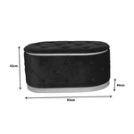 Σκαμπό Μπαούλο Royel Inart σετ 2 τεμ Βελούδο Ύφασμα σε Μαύρη και Μπεζ Απόχρωση