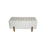 Σκαμπό Μπαούλο Daph Inart σετ 2 τεμ Βελούδο Ύφασμα σε Μπεζ και Λευκή Απόχρωση