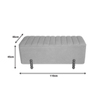 Σκαμπό Μπαούλο Daph Inart σετ 2 τεμ Βελούδο Ύφασμα σε Μπεζ και Λευκή Απόχρωση