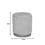 Σκαμπό Poofy Inart σετ 2 τεμ Μπουκλέ Ύφασμα σε Γκρι και Λευκή Απόχρωση