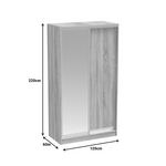 Ντουλάπα Δίφυλλη Συρόμενη με Καθρέφτη Korredor Pakoworld Μελαμίνη σε Sonoma Απόχρωση 120x60x220εκ