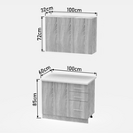 Σύνθεση Κουζίνας Festa i Pakoworld Μελαμίνη σε Sonoma Απόχρωση 100x60x85εκ