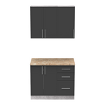 Σύνθεση Κουζίνας Festa i Pakoworld Μελαμίνη σε Ανθρακί με Sonoma Απόχρωση 100x60x85εκ