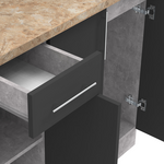 Σύνθεση Κουζίνας Festa ii Pakoworld Μελαμίνη σε Ανθρακί με Sonoma Απόχρωση 120x60x85εκ