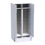Ντουλάπα Δίφυλλη Afina Pakoworld mdf σε Λευκή Glossy Απόχρωση 100x57x213εκ