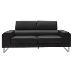 Καναπές Shea Pakoworld 3θέσιος pu Μαύρο-Inox 198x80x87εκ