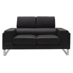 Καναπές Shea Pakoworld 2θέσιος pu Μαύρο-Inox 158x80x87εκ
