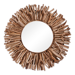 Καθρέπτης Grazzy Inart Arum-Flotsam Ξύλο σε Φυσική Απόχρωση Φ70x8εκ