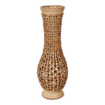 Βάζο Gucre Inart Ξύλο-Rattan pe σε Φυσική Απόχρωση Φ25x70εκ