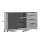 Μπουφές Phoebe Pakoworld σε Sonoma - Γκρι Απόχρωση 170.2x40x92εκ