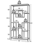 Ραφιέρα-Βιβλιοθήκη Μεταλλική Aduti Pakoworld σε Χρυσή-Λευκή Μαρμάρου Απόχρωση 90x34x182εκ