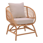 Πολυθρόνα Caxen Pakoworld Φυσικό Rattan-Λευκό Μαξιλάρι 72x63x75εκ