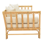 Καναπές Alessa Pakoworld Φυσικό Rattan-Λευκό Ύφασμα με Μαξιλάρια 200x100x76εκ