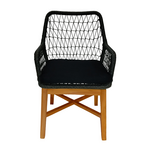 Πολυθρόνα Elaiza Pakoworld Teak Ξύλο και Συνθετικό Σχοινί σε Φυσική-Μαύρη Απόχρωση με Μαξιλάρι 58x60x90εκ