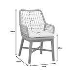 Πολυθρόνα Elaiza Pakoworld Teak Ξύλο και Συνθετικό Σχοινί σε Φυσική-Μαύρη Απόχρωση με Μαξιλάρι 58x60x90εκ