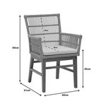 Πολυθρόνα Inca Pakoworld  Teak Ξύλο και Συνθετικό Σχοινί σε Φυσική-Μαύρη Απόχρωση με Μαξιλάρι 60x61x90εκ