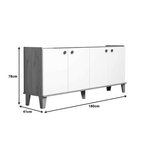 Μπουφές Lethak Pakoworld σε oak-Λευκή Απόχρωση 180x41x78εκ