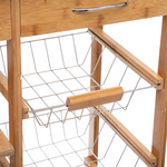 Τρόλεϊ-Ραφιέρα 7όροφη Esla Pakoworld Bamboo Φυσικό-Λευκό 73,5x37x86εκ