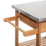 Τρόλεϊ-Ραφιέρα 7όροφη Esla Pakoworld Bamboo Φυσικό-Λευκό 73,5x37x86εκ