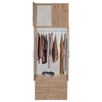 Ντουλάπα Δίφυλλη και Πατάρι Zelia Pakoworld Φυσικό 79x42x240εκ.