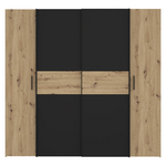 Ντουλάπα Ρούχων Bekerk Pakoworld Τετράφυλλη Μαύρο-oak Μελαμίνης 200x61.5x190.5εκ