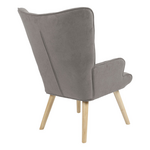 Πολυθρόνα Fluffy Pakoworld Ύφασμα Γκρι-Πόδι Rubberwood Φυσικό 75x69x96εκ