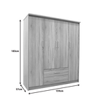 Ντουλάπα Ρούχων Τετράφυλλη Olympus Pakoworld σε Φυσική Απόχρωση 159x57x183εκ