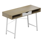 Γραφείο Εργασίας Komo Pakoworld σε Sonoma-Λευκή Απόχρωση με Λευκά Μεταλλικά Πόδια 120x48x76εκ