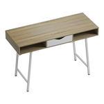 Γραφείο Εργασίας Komo Pakoworld σε Sonoma-Λευκή Απόχρωση με Λευκά Μεταλλικά Πόδια 120x48x76εκ